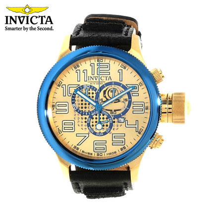 INVICTA 男士高端休闲石英手表 蓝宝石防水真皮表带海外正品14615
