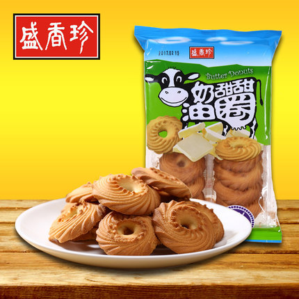 盛香珍 台湾进口零食膨化食品 奶油甜甜圈饼干100g休闲办公室小吃