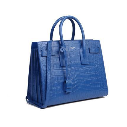 YSL/伊夫圣罗兰女士斜挎包 鳄鱼压纹奢侈手提包 经典蓝色风琴包 YSL/伊夫圣罗兰女士斜挎包 鳄鱼压纹奢侈手提包 经典蓝色风琴包