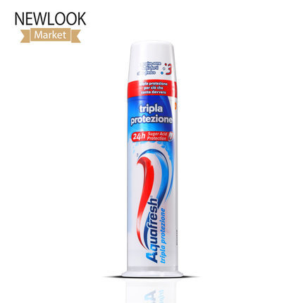 意大利进口 Aquafresh三色直立真空按压式美白去渍成人牙膏100ml