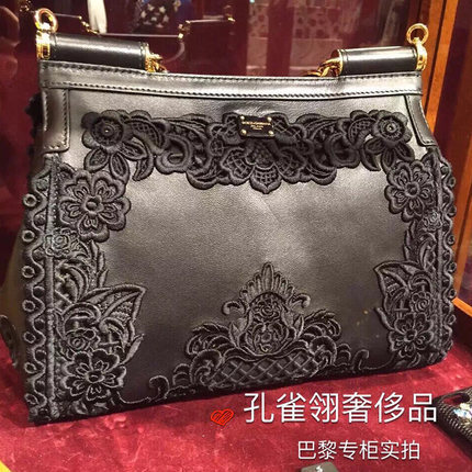 DolceGabbana杜嘉班纳女包15新款黑色花纹刺绣手提包DG959595 DolceGabbana杜嘉班纳女包15新款黑色花纹刺绣手提包DG959595
