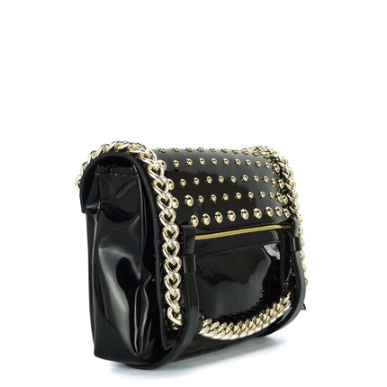 正品 JUST CAVALLI 卡沃利女士铆钉链条单肩斜挎包 S11WF0096 正品 JUST CAVALLI 卡沃利女士铆钉链条单肩斜挎包 S11WF0096