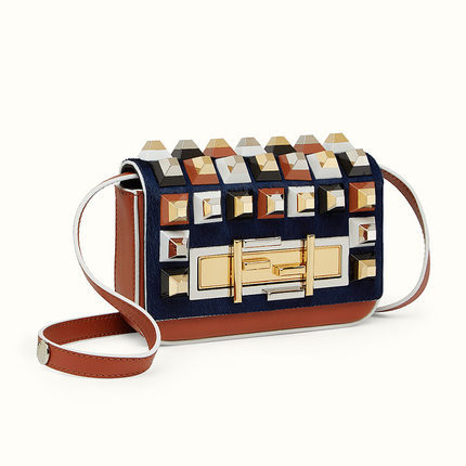 FENDI芬迪fendi女包16新款彩色钉饰刺绣小号手提包8BR7585CEF0JBY