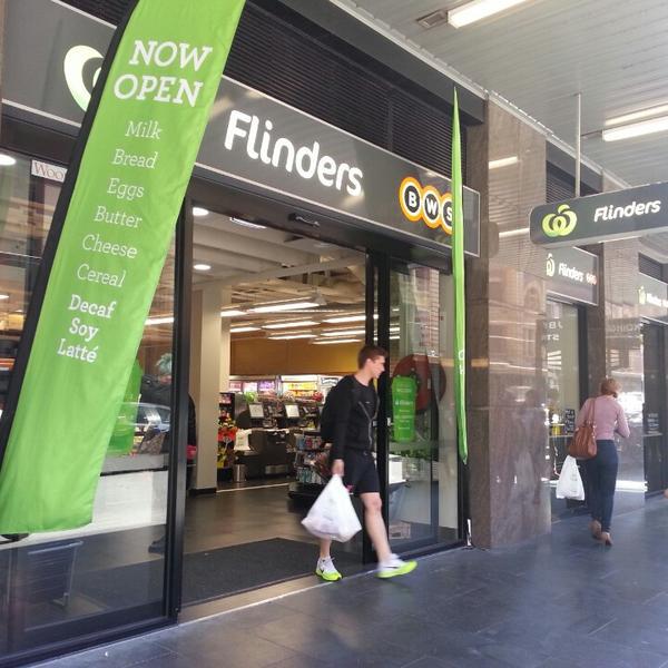 Photo taken at Woolworths Flinders by Ronan L. on 3/22/2015