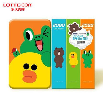 乐天网购2080韩国正品line friends莎莉健齿护齿亮白清新牙膏3支