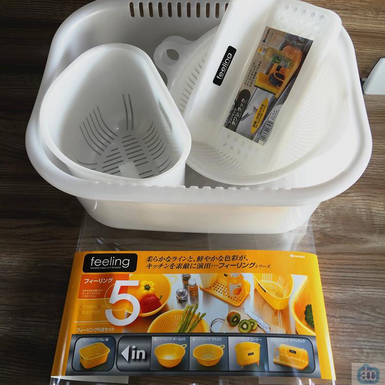 日本进口淘菜盆-INOMATA feeling5件套 珍珠白 洗菜盆 淘菜盆