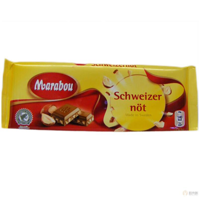 瑞典进口榛子巧克力-Marabou粗碎榛子味 巧克力 100g 瑞典进口榛子巧克力-Marabou粗碎榛子味 巧克力 100g