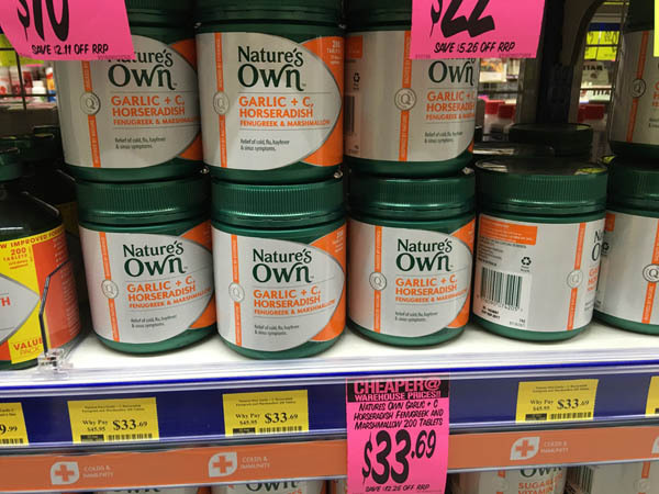 澳大利亚进口山葵大蒜维C-Nature's Own山葵大蒜维C 葫芦巴籽糖浆200片