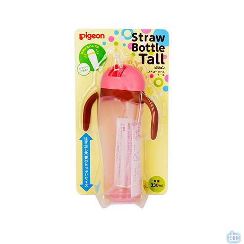 日本进口儿童吸管水杯-Pigeon贝亲 高身TALL吸管水杯 330mL 粉红色 9个月