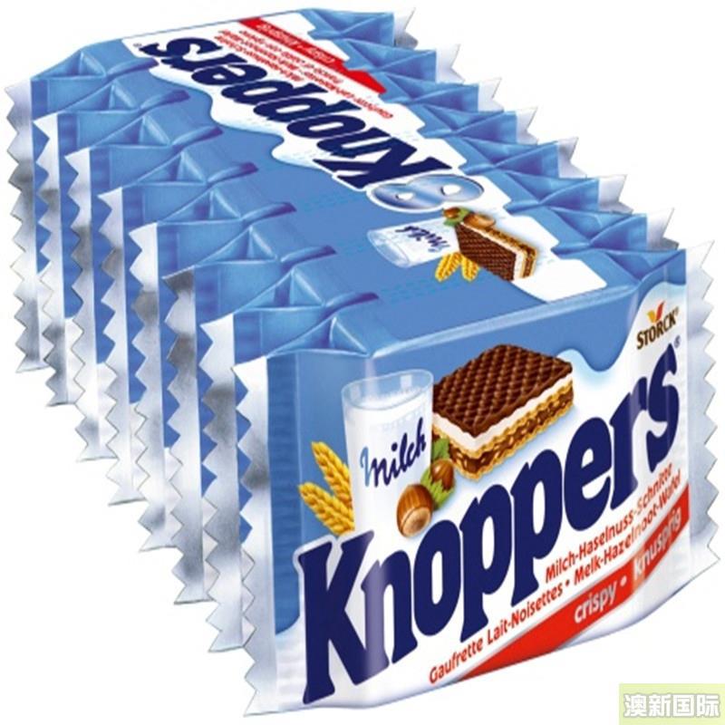 knoppers牛奶榛子巧克力威化饼干8连包