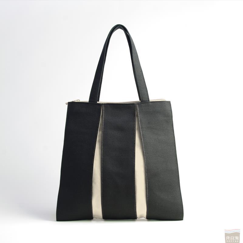 光章(KOSHO)帆布黑白拼色大手提包(黑白) 光章(KOSHO)帆布黑白拼色大手提包(黑白)