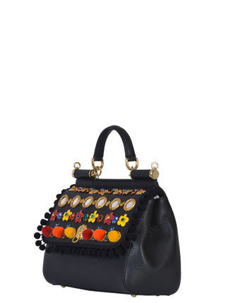 Dolce   Gabbana/Miss Sicily花朵装饰手提包 Dolce   Gabbana/Miss Sicily花朵装饰手提包