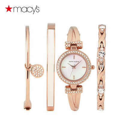 Macy's女士手镯手链时装石英腕表多件套装Anne Klein 2612389265