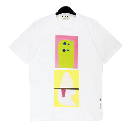 正品 MARNI玛尼 16春夏男士抽象方块印花短袖T恤 M05GC0023