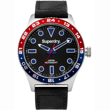 Superdry Retro Sport复古几何图皮革腕表-黑  PayEasy官网直邮