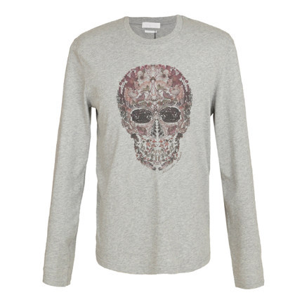 正品 Alexander McQueen 男士骷髅头长袖T恤 311869 QAZ56