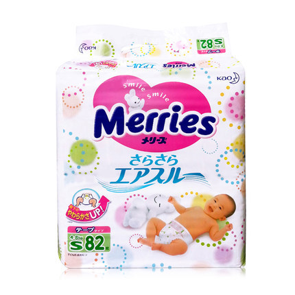 花王纸尿裤S82日本原装进口尿不湿merries三倍透气小号男女通用