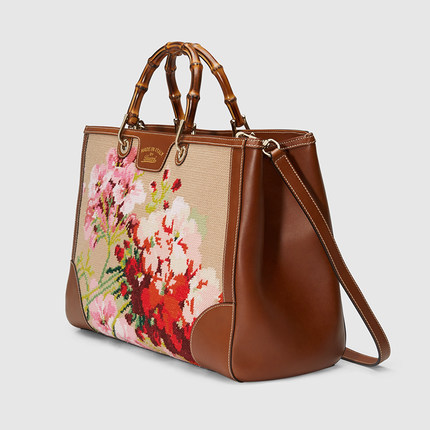 Gucci/古奇gucci女包16春款大号刺绣竹节手提包323658 GOU1G 8495 Gucci/古奇gucci女包16春款大号刺绣竹节手提包323658 GOU1G 8495