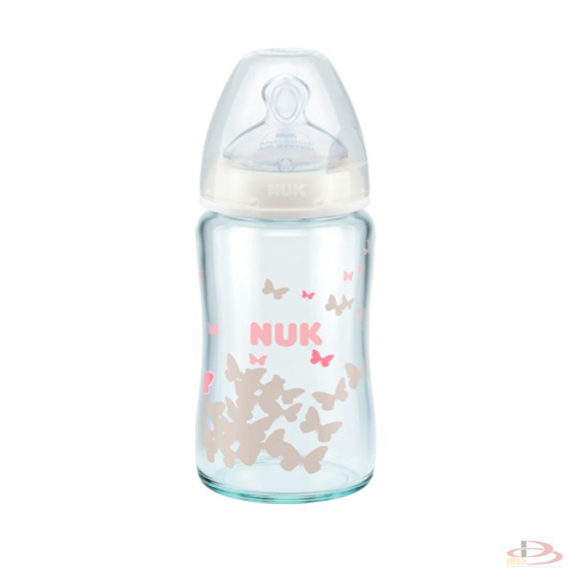 德国NUK玻璃奶瓶First choice白色硅胶240ml