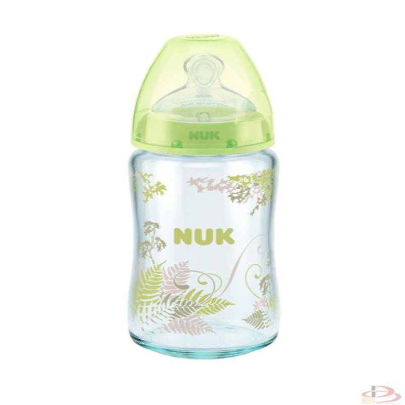 德国NUK玻璃奶瓶First choice绿色硅胶240ml