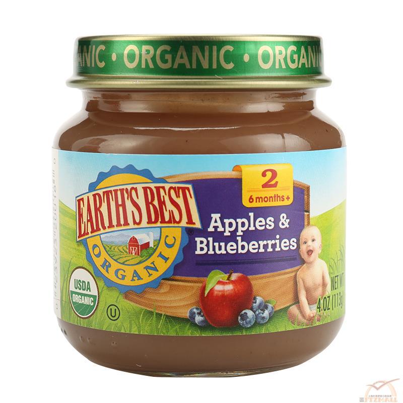 EARTH S BEST 爱思贝 果泥 2段苹果蓝莓泥(6个月以上) 113克(4安士)/瓶