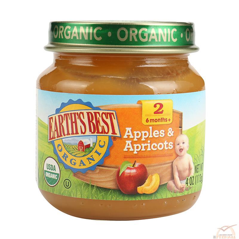 EARTH S BEST 爱思贝 果泥 2段苹果杏子泥(6个月以上) 113克(4安士)/瓶