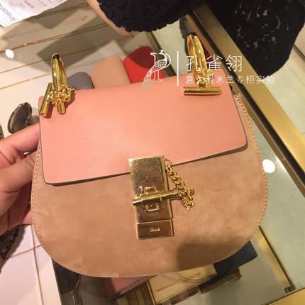 Chloe/蔻依chloe女包16春款麂皮拼接口盖单肩包 经典款时尚小猪包 Chloe/蔻依chloe女包16春款麂皮拼接口盖单肩包 经典款时尚小猪包