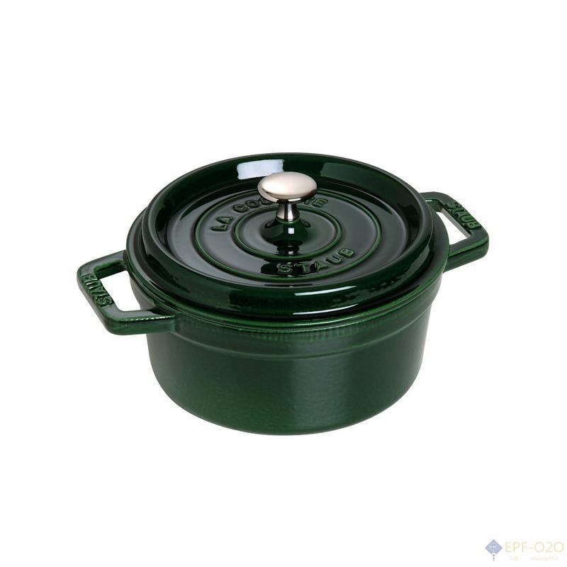 Staub 珐琅铸铁锅 圆形炖锅 罗勒绿色 24cm