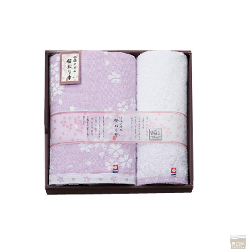 樱花提花毛巾(SAKURA ORIFU) 浴巾1条方巾1条 紫色 樱花提花毛巾(SAKURA ORIFU) 浴巾1条方巾1条 紫色