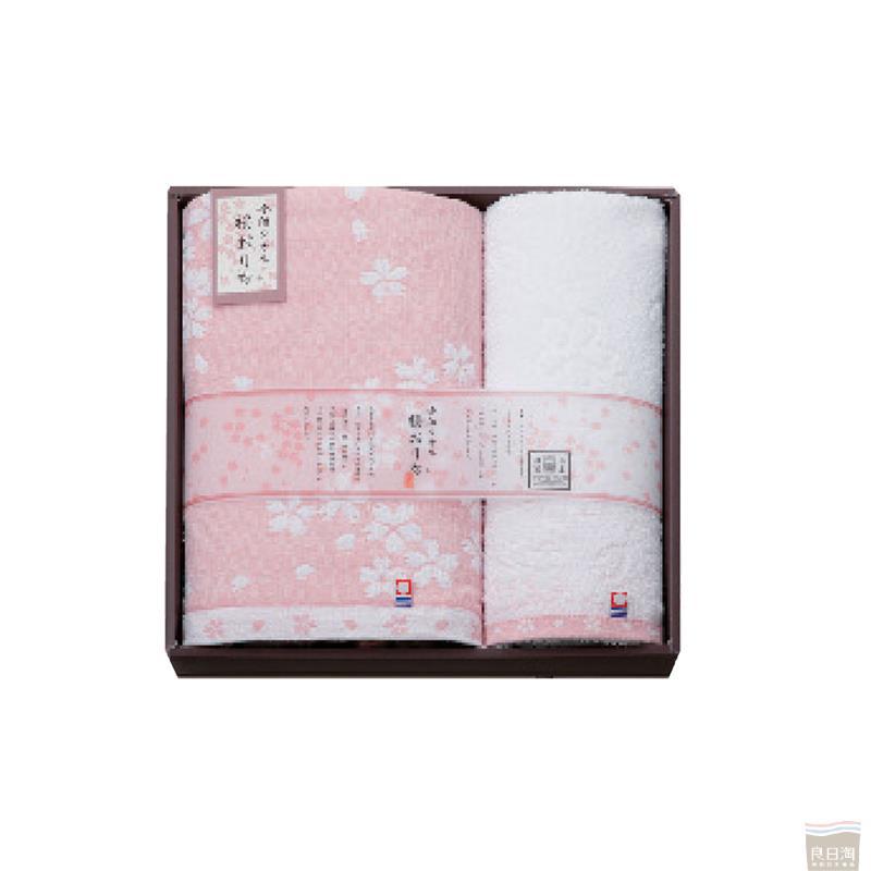樱花提花毛巾(SAKURA ORIFU)浴巾1条方巾1条 粉色