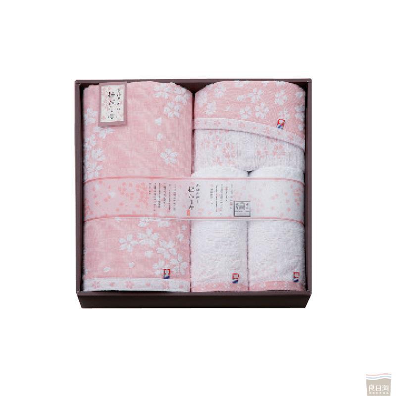 樱花提花毛巾(SAKURA ORIFU)浴巾1条面巾2条方巾1条 粉色套装