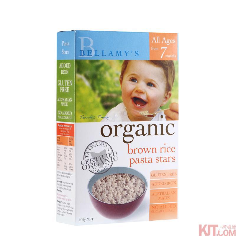 澳大利亚进口意面通心粉-Bellamys贝拉米 有机米粉星星意面通心粉 200g 7个月以上