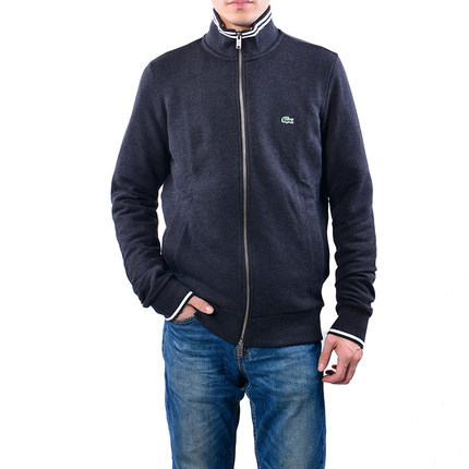 Lacoste 鳄鱼 春季新款男士拉链卫衣 立领开衫外套CMC雪花黑 2455 Lacoste 鳄鱼 春季新款男士拉链卫衣 立领开衫外套CMC雪花黑 2455