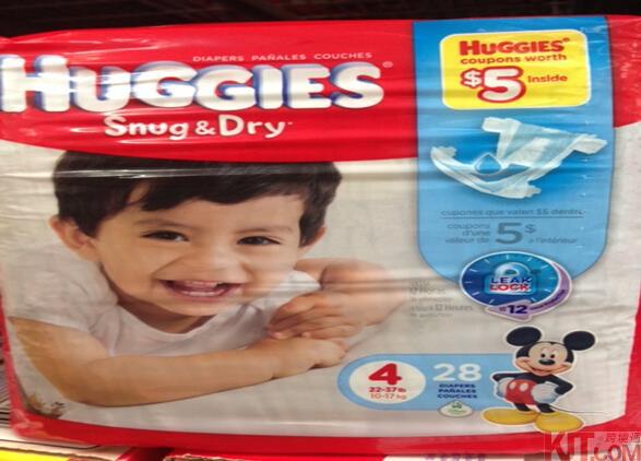 美国进口防水纸尿裤-Huggies好奇纸尿裤 4号(10-17 kg) 28片