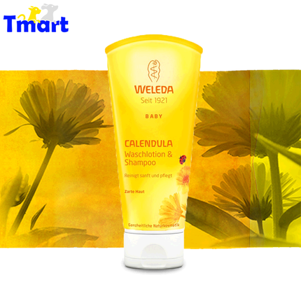 德国进口Weleda金盏花婴儿 儿童宝宝无泪洗发水沐浴露二合一