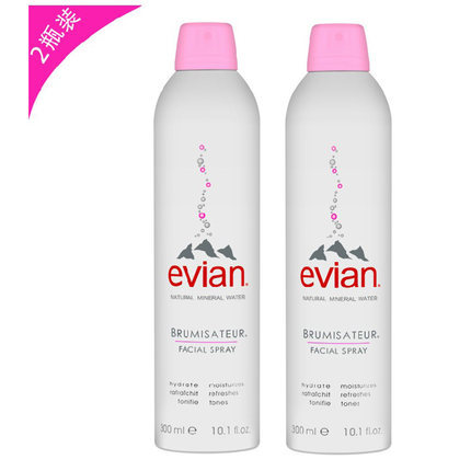 法国 Evian依云天然矿泉水喷雾300ml 爽肤水天然保湿舒缓 两瓶装