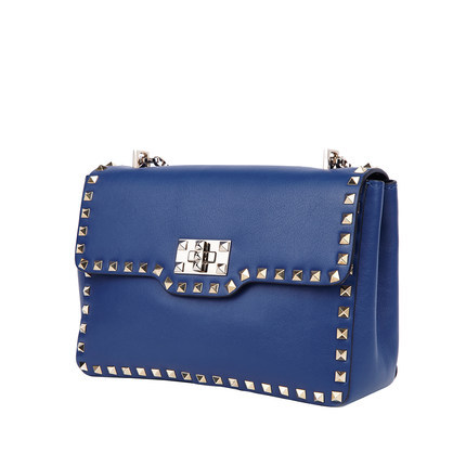 Valentino/华伦天奴女包 新款柳钉女士蓝色牛皮单肩斜挎包HWB0055