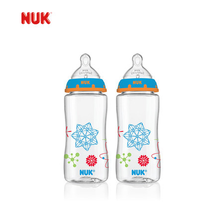 美国NUK宽口径升级版PP塑料防胀气奶瓶 150ml 2 只装 美国NUK宽口径升级版PP塑料防胀气奶瓶 150ml 2 只装
