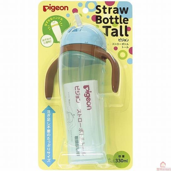 日本进口学饮杯-贝亲企鹅杯吸水杯吸管杯学饮杯330ml 9个月起 天蓝色