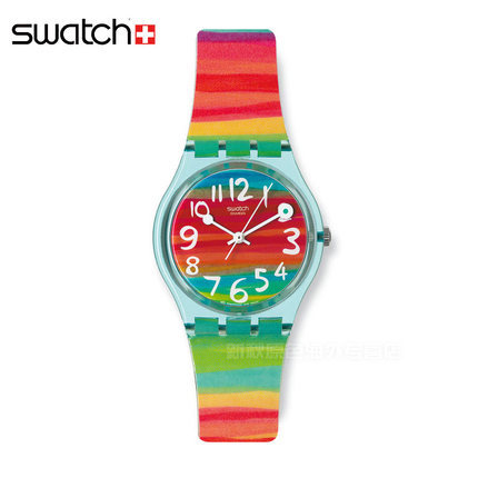 专柜正品斯沃琪Swatch手表2014石英女表情侣 炫彩绘画天空 GS124