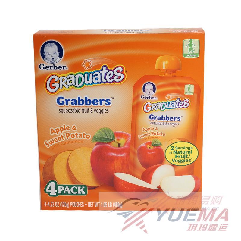 美国进口婴儿辅食-gerber嘉宝婴儿辅食3段吸吸乐苹果甜薯优格 4包装480g 美国进口婴儿辅食-gerber嘉宝婴儿辅食3段吸吸乐苹果甜薯优格 4包装480g
