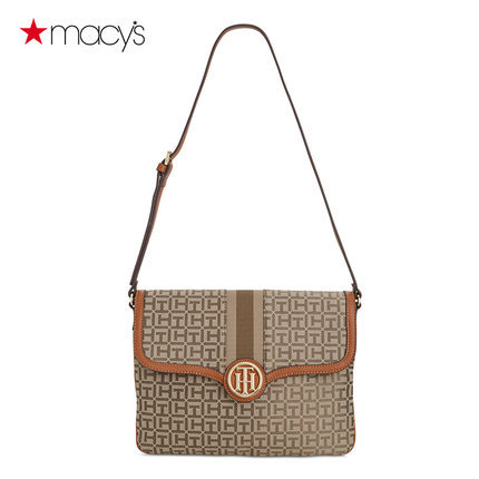Tommy Hilfiger女士经典花纹时尚单肩斜跨小方包Macy's2612543361 Tommy Hilfiger女士经典花纹时尚单肩斜跨小方包Macy's2612543361