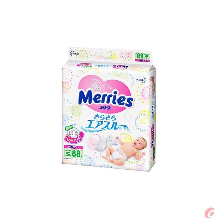 花王Kao Merries妙而舒 尿不湿 纸尿裤 S 88片(4-8Kg)增量装