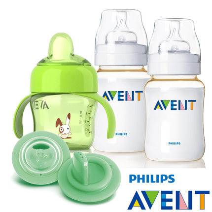 PHILIPS AVENT-PES防胀奶瓶260ml(双入)+水杯特惠组(绿) PHILIPS AVENT-PES防胀奶瓶260ml(双入)+水杯特惠组(绿)
