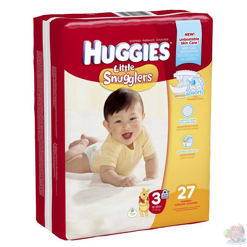 美国进口呵护纸尿裤-好奇HUGGIES little snugglers 呵护型纸尿裤 3号 27片