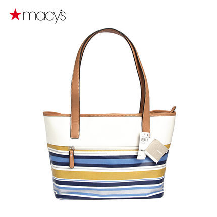 Macy's女士条纹托特包帆布手提单肩包Giani Bernini2612738043 Macy's女士条纹托特包帆布手提单肩包Giani Bernini2612738043