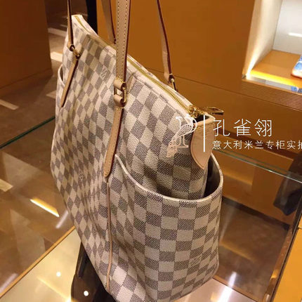 Louis Vuitton路易威登lv女包16新款帆布棋盘格大号手提包N41279