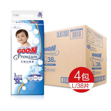 大王GOO.N 日版天使系列 婴儿纸尿裤 L38片 4包装 大王GOO.N 日版天使系列 婴儿纸尿裤 L38片 4包装