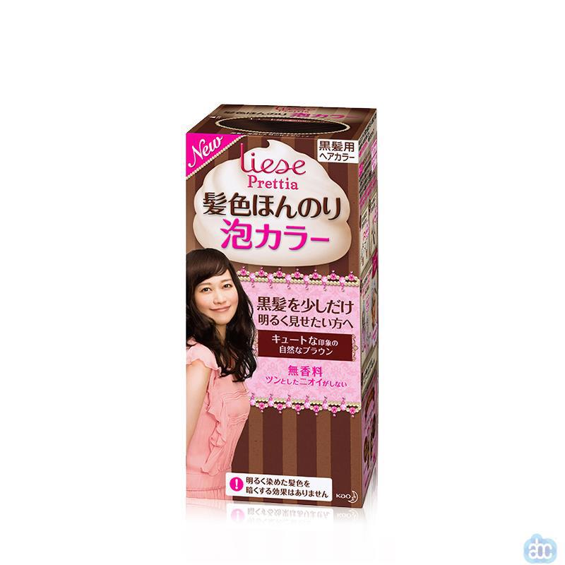 日本进口棕色染发剂-花王Prettia 泡沫染发膏 可爱棕色染发剂