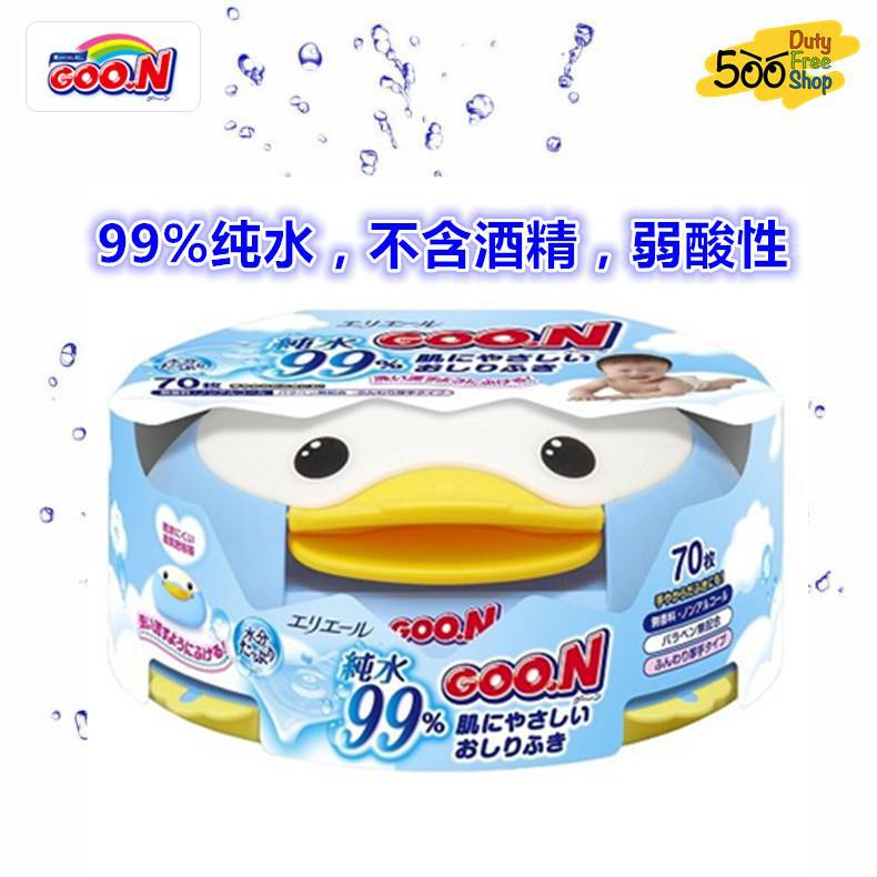 日本进口婴儿屁屁湿纸巾-GOO.N大王 温和肌肤屁屁专用湿纸巾 盒装本体 70抽